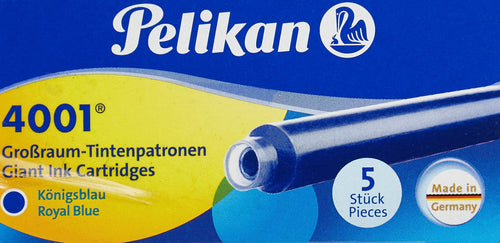 Pelikan 310748 Großraum-Tintenpatrone 4001, königsblau, 5 Patronen in Faltschachtel